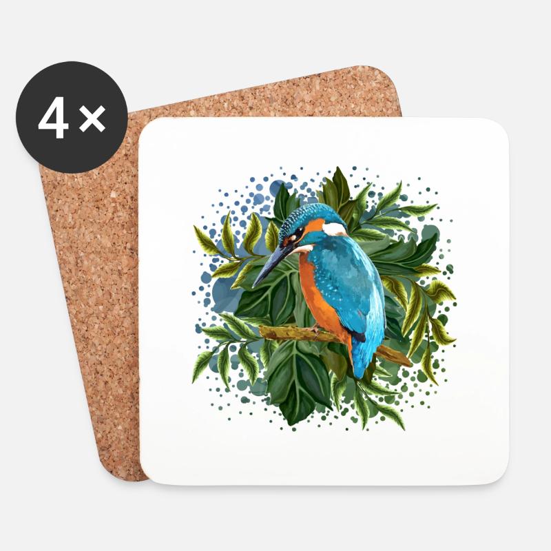 Bunter Vogel - Untersetzer (4er-Set) - Weiß