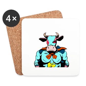 Super taureau - Dessous de verre (lot de 4) - blanc - Devant