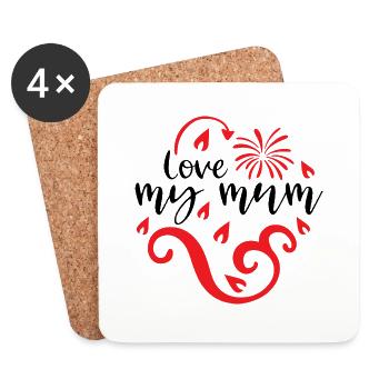 Love my mum - Untersetzer (4er-Set) - Weiß - Vorne