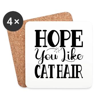 J’espère que vous aimez Cat Hair - Dessous de verre (lot de 4) - blanc - Devant
