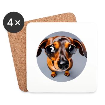 Dachshund in Digital Art - Coasters (set of 4) - white - Front