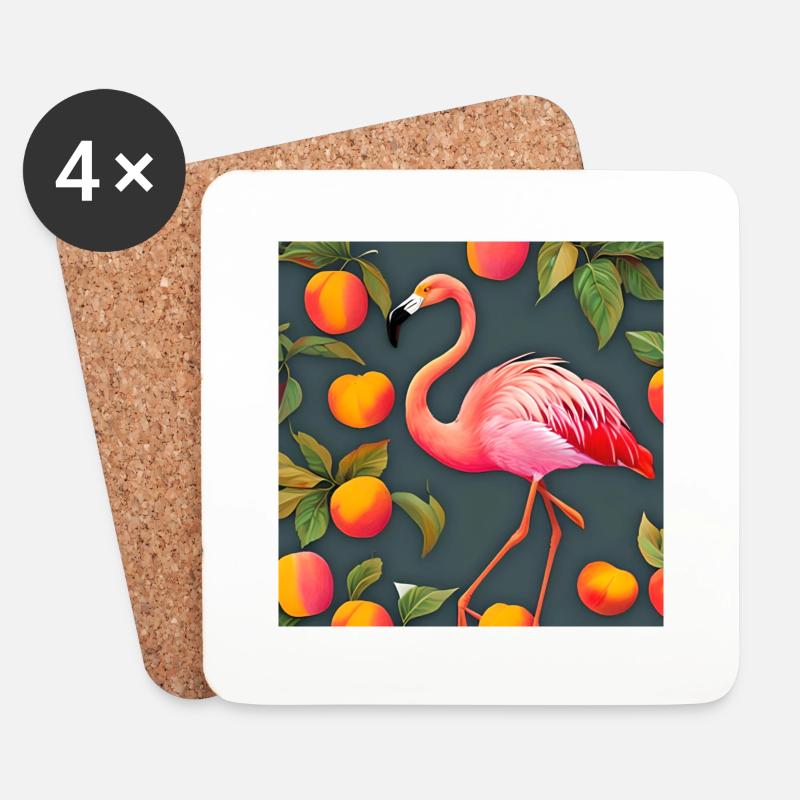 Flamingo in Digital Art - Untersetzer (4er-Set) - Weiß