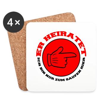 He's getting married, I'm just here to drink! - Coasters (set of 4) - white - Front