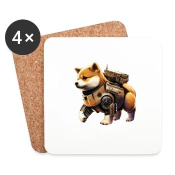 Shiba Inu style mecha too cute, illustration ja - Coasters (set of 4) - white - Front