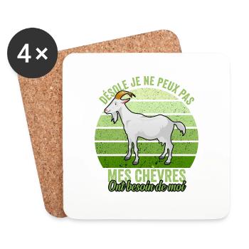 Désolé je peux pas Mes chèvres ont besoin de moi - Dessous de verre (lot de 4) - blanc - Devant