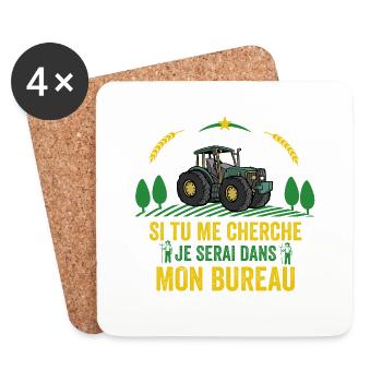 Cadeau Agriculteur Je serai Dans Mon Bureau - Dessous de verre (lot de 4) - blanc - Devant