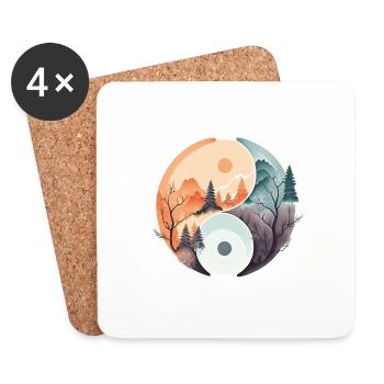 Ying Yang - Mountains / Beach - Coasters (set of 4) - white - Front