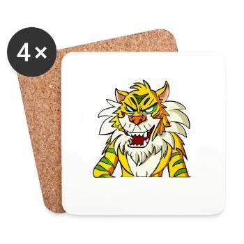 Exe the grumpy tiger - Coasters (set of 4) - white - Front