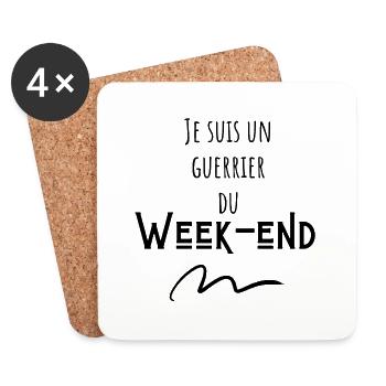 Je suis un guerrier du week-end - Dessous de verre (lot de 4) - blanc - Devant