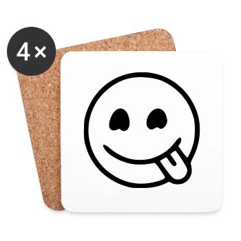 Emoji Skizze hungrig schwarz - Coasters (set of 4) - white - Front