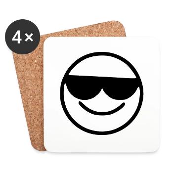 Emoji Sketch Sunglasses black - Coasters (set of 4) - white - Front