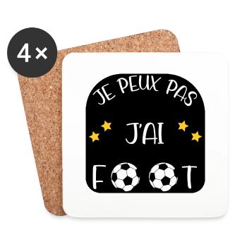 J'peux pas, j'ai foot ! - Dessous de verre (lot de 4) - blanc - Devant
