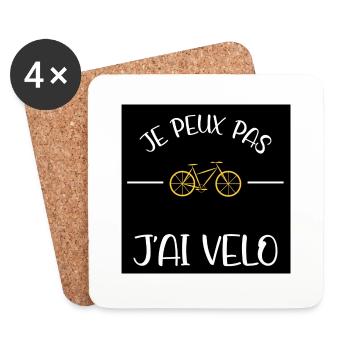 J'peux pas, j'ai vélo. - Dessous de verre (lot de 4) - blanc - Devant