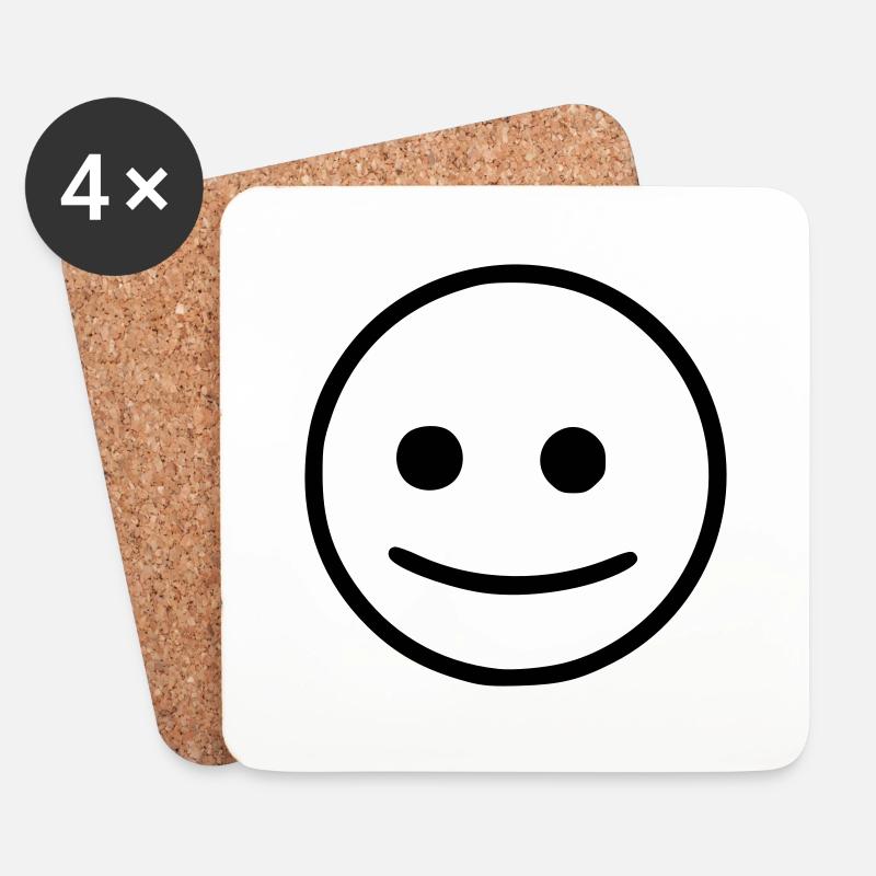 Emoji Skizze neutral schwarz - Untersetzer (4er-Set) - Weiß