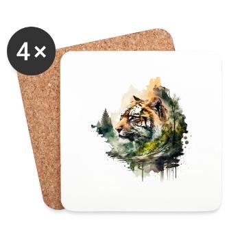 Le tigre - Dessous de verre (lot de 4) - blanc - Devant
