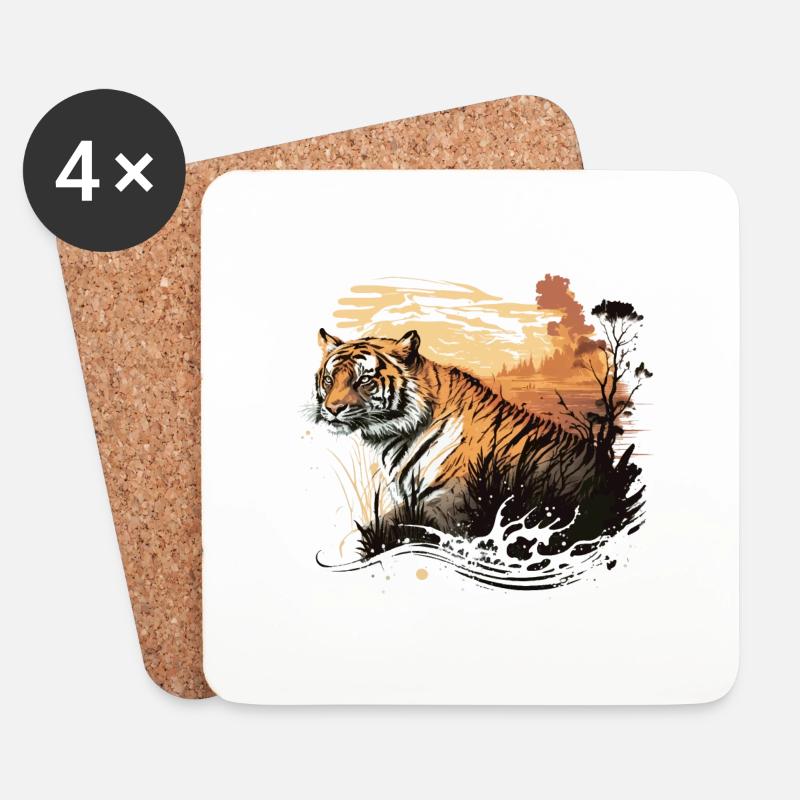 Der Tiger - Untersetzer (4er-Set) - Weiß
