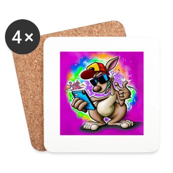 Kangourou fait cadeau à Selfie V3 - Dessous de verre (lot de 4) - blanc - Devant
