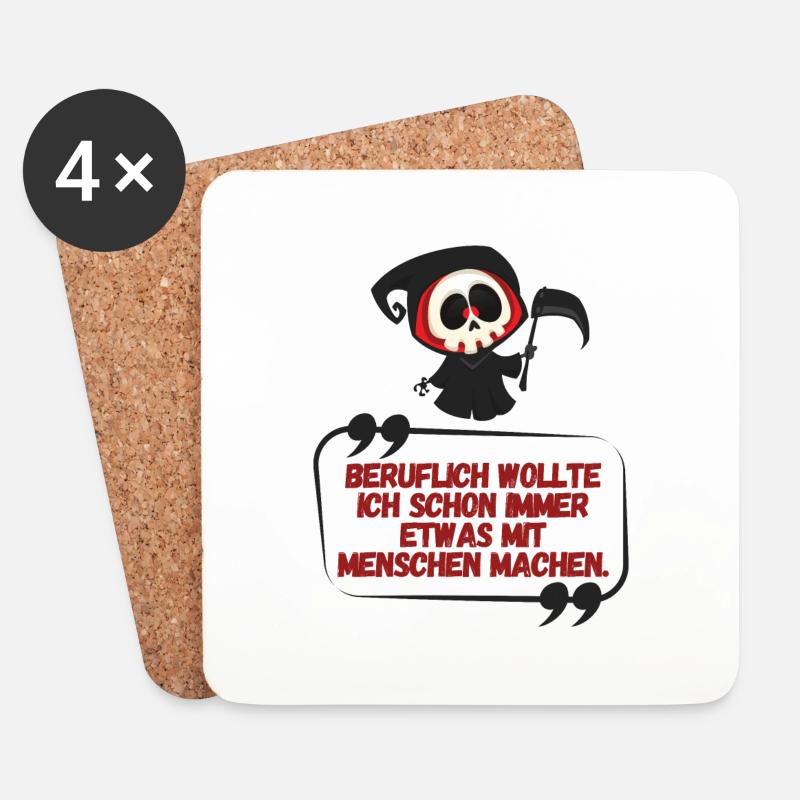 Der Tod witzig schwarzer Humor Menschen Schrift - Untersetzer (4er-Set) - Weiß