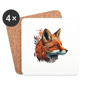 red big fox head vintage - Coasters (set of 4) - white - Front