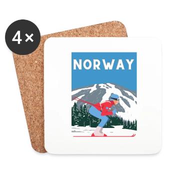 ski Norway - Dessous de verre (lot de 4) - blanc - Devant