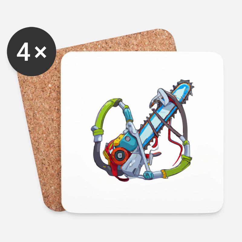 Die Motorsäge - Untersetzer (4er-Set) - Weiß