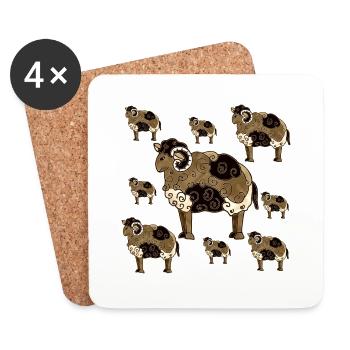 Rams - Coasters (set of 4) - white - Front