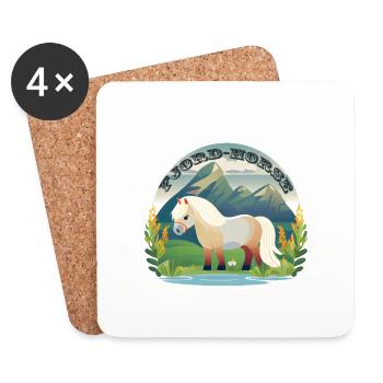 Norwegian fjord horse on grass horses - Coasters (set of 4) - white - Front