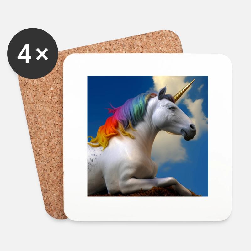 Einhorn - Untersetzer (4er-Set) - Weiß