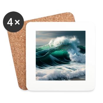 Welle am Strand - Untersetzer (4er-Set) - Weiß - Vorne