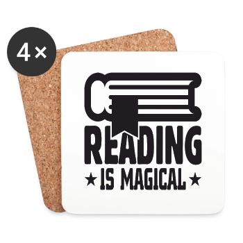 La lecture est magique - Dessous de verre (lot de 4) - blanc - Devant