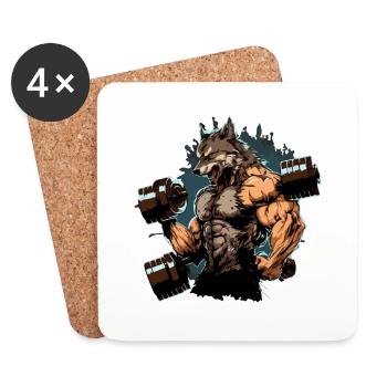 The Wolf Man in the Weight Room - Coasters (set of 4) - white - Front