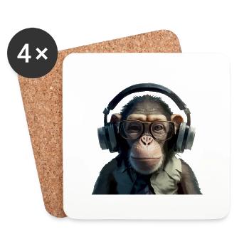 Maki the music lover monkey - Coasters (set of 4) - white - Front