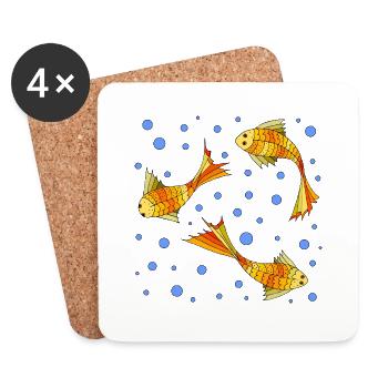 Poissons - Dessous de verre (lot de 4) - blanc - Devant