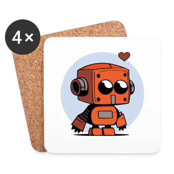 Robot love - Dessous de verre (lot de 4) - blanc - Devant