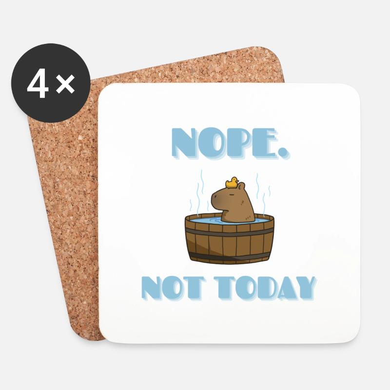 CAPYBARA heute nicht - Untersetzer (4er-Set) - Weiß