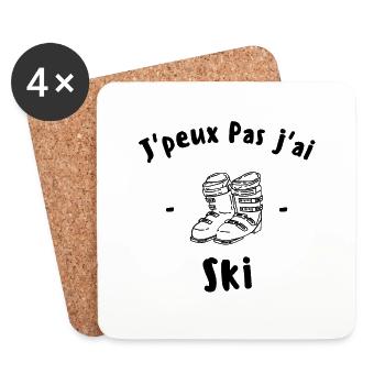 J'peux pas j'ai ski - Dessous de verre (lot de 4) - blanc - Devant
