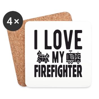 I love my Firefighter - Untersetzer (4er-Set) - Weiß - Vorne