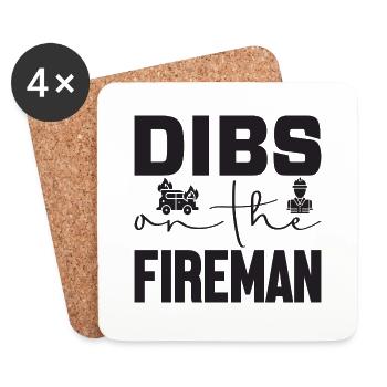 Dibs sur le pompier - Dessous de verre (lot de 4) - blanc - Devant