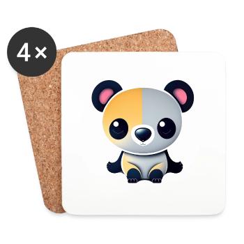 Bébé panda - Dessous de verre (lot de 4) - blanc - Devant