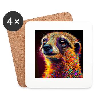 Colored meerkat, unique design - Coasters (set of 4) - white - Front