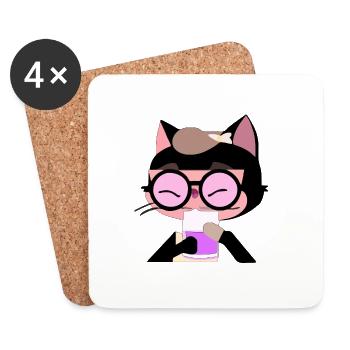 Minu the little cat - Coasters (set of 4) - white - Front