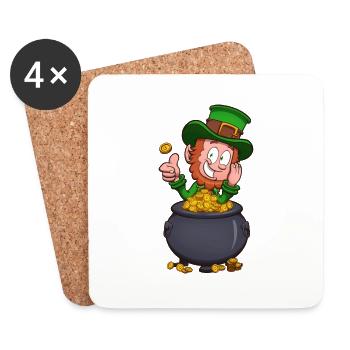 Leprechaun With Pot Of Gold - Coasters (set of 4) - white - Front