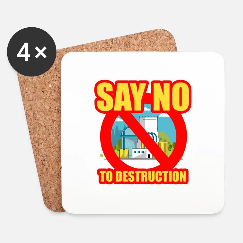 Stop Destruction - Coasters (set of 4) - white