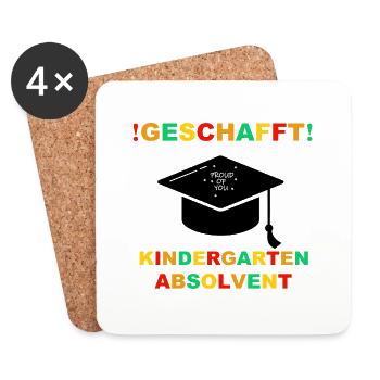Kindergarten Absolvent 2023 Geschafft Einschulung - Untersetzer (4er-Set) - Weiß - Vorne