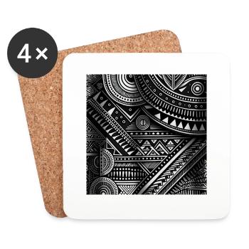 Mandala, Afrikastil, Afrika, Tattoo - Untersetzer (4er-Set) - Weiß - Vorne