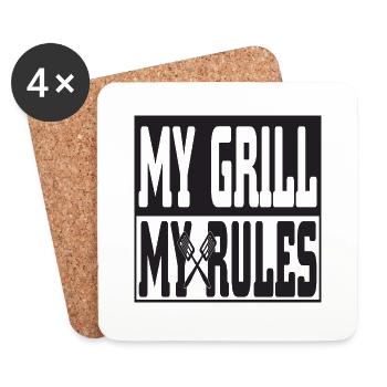 My Grill my Rules - Untersetzer (4er-Set) - Weiß - Vorne