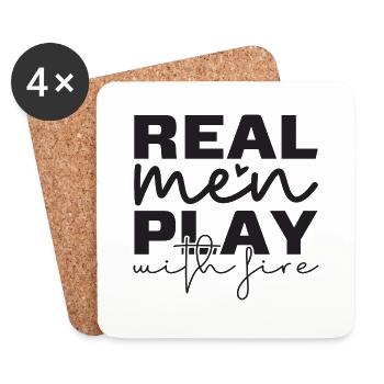 Real Men play with Fire - Untersetzer (4er-Set) - Weiß - Vorne