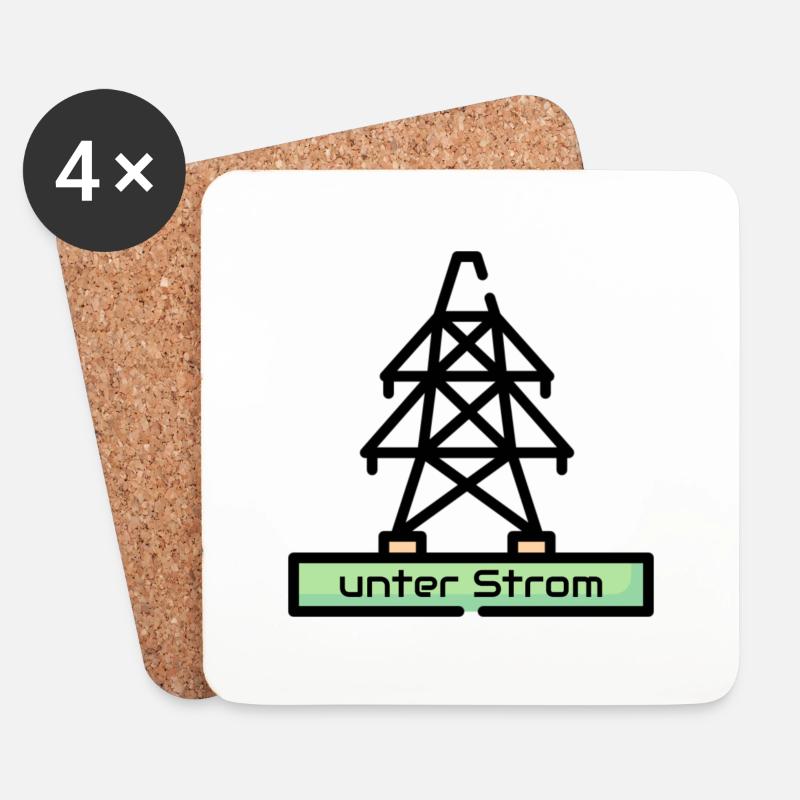 Unter Strom - Untersetzer (4er-Set) - Weiß