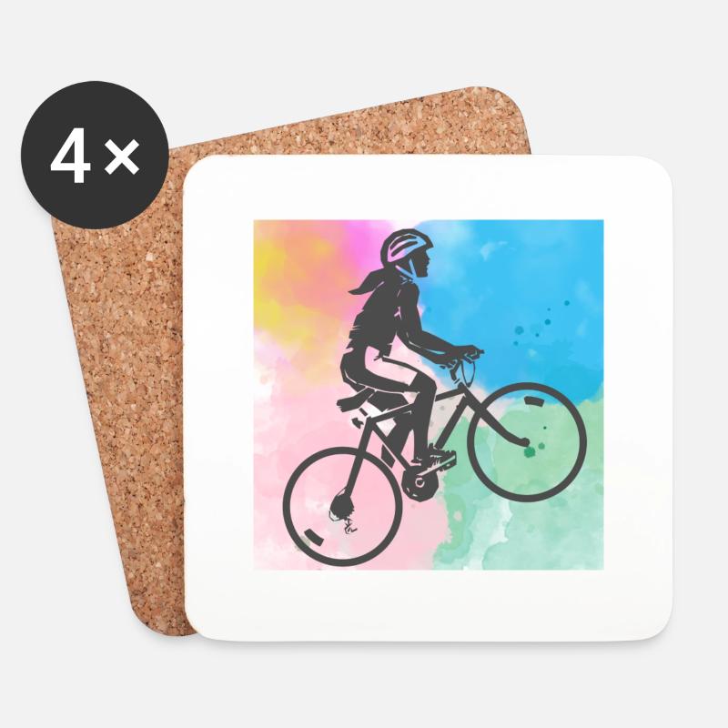 FAHRRAD - RADFAHREN - Untersetzer (4er-Set) - Weiß