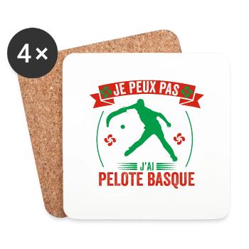 je peux pas j'ai Pelote basque , cadeau drôle - Dessous de verre (lot de 4) - blanc - Devant